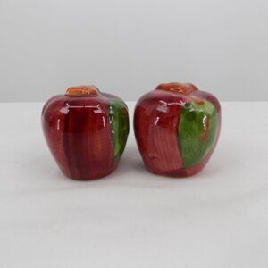 Franciscan Apple Salt & Pepper Shaker set 2" tall 1 & 2 Hole NO STOPPERS